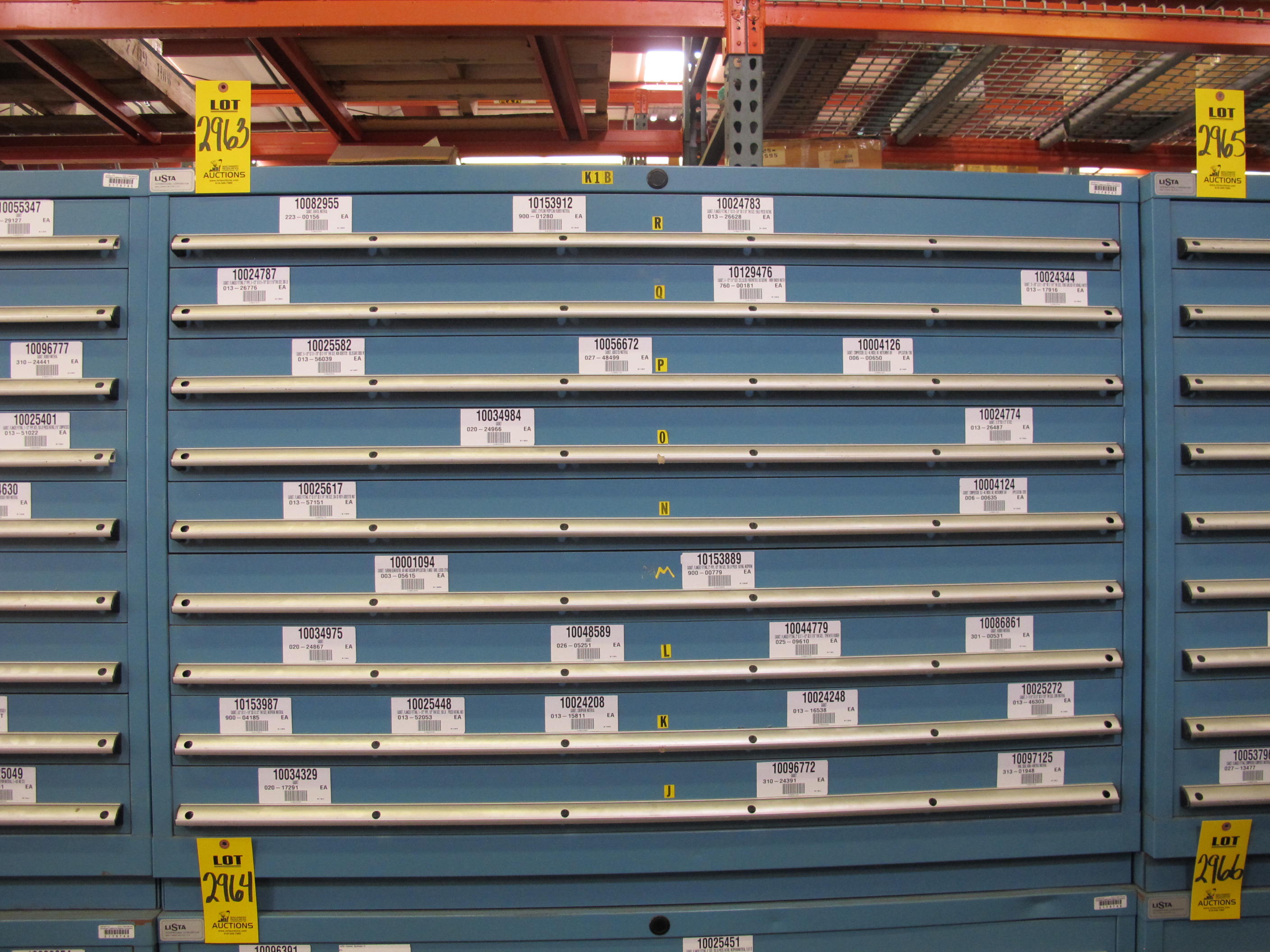 LISTA HEAVY DUTY 9-DRAWER PARTS CABINET W/ CONTENTS (W-50) LOADING & HANDLING FEE $25-